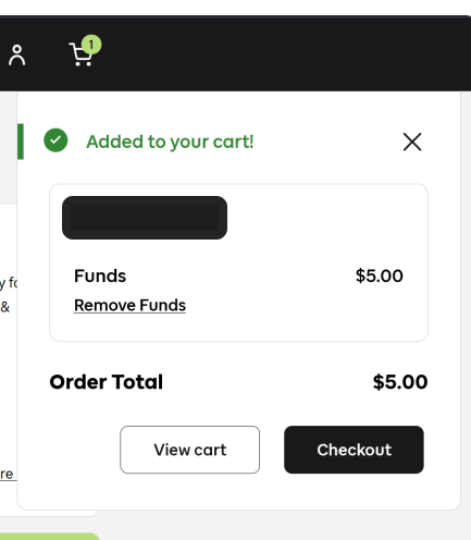 Cart replaces amount — screen 1